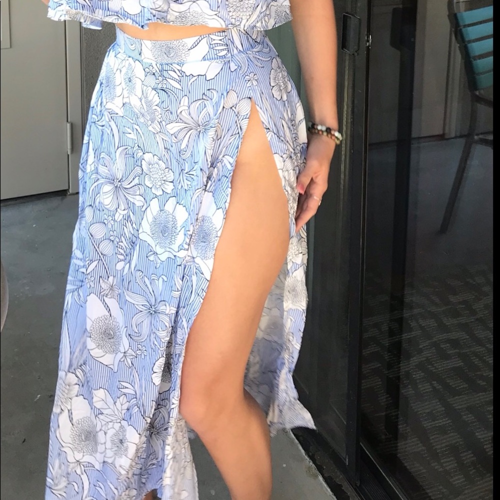Long Floral Skirt w/ slit